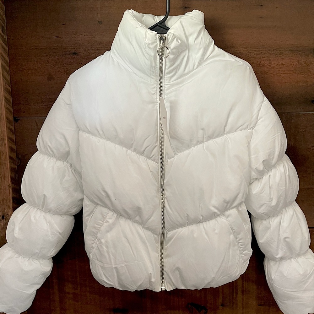White puffer coat